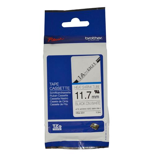 71563.jpg BROTHER HSE231 Heat Shrink Tape Black on White 1.5m x 12mm - Imagen 1
