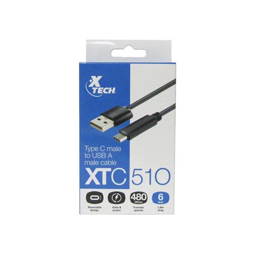 85952.jpg XTC-510 XTECH CABLE TIPO C MACHO A USB 2.0 MACHO 1.8 MTS - Imagen 1