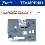 TZEMPPH31 - BROTHER 12MM BLACK ON PINK HEARTS TAPE