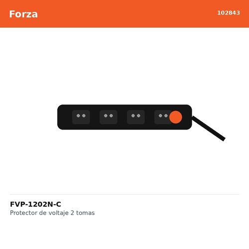 102843.jpg FVP-1202N-C FORZA PROTECTOR DE VOLTAJE 2TOMAS CAP1500W GIRATORIO NEGRO - Imagen 1