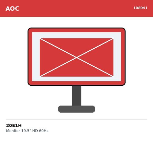 108041.jpg 20E1H Monitor AOC 19.5" HD 1600x900 Monitor, 60Hz, 5ms, Panel TN, - Imagen 1