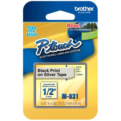 42415.jpg M-931 CINTA ROTULADORA BROTHER 12 MM BLACK ON SILVER - Imagen 1