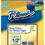 MK-233 CINTA ROTULADORA BROTHER 12 MM BLUE ON WHITE