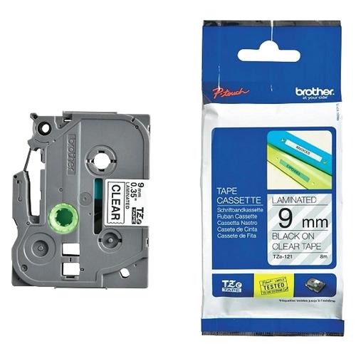 42418.jpg TZE-121 CINTA BROTHER 9MM 8MTS NEGRO S/TRANSP. PT-H110/D400/D600/E300/E550W/P900 - Imagen 1