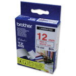 TZE-232 CINTA BROTHER 12MM 8MTS ROJO S/BLANCO PT-H110/D400/D600/E300/E550W/P900