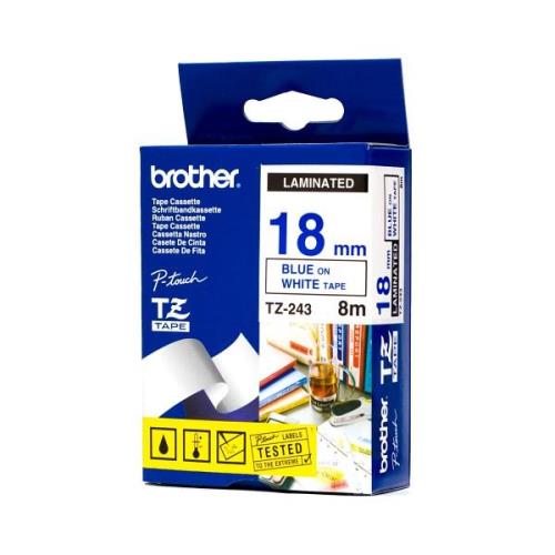 42424.jpg TZE-243 CINTA BROTHER 18MM 8MTS AZUL S/BLANCO PT-D400/D600/E300/E550W/P900 - Imagen 1