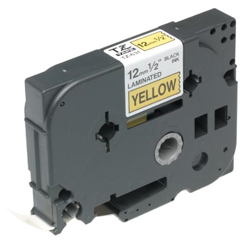 42434.jpg TZE-631 CINTA BROTHER 12MM 8MTS NEGRO S/AMARILLO PT-H110/D400/D600/E300/E550W/P9 - Imagen 1