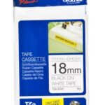 TZE-S241 CINTA BROTHER 18MM 8MTS NEGRO S/BLANCO ADHESIVO FUERTE PT-D400/D600/E30