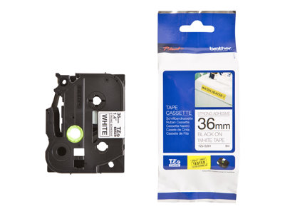 57132.jpg TZE-S261 CINTA BROTHER 36MM 8MTS NEGRO S/BLANCO ADHESIVO FUERTE PT-P900 - Imagen 1