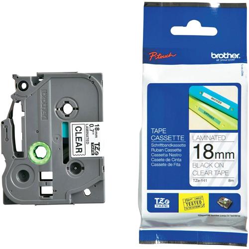 63229.jpg TZE-141 CINTA BROTHER 18MM 8MTS NEGRO S/TRANSP. PT-H110/D400/D600/E300/E550W/P90 - Imagen 1