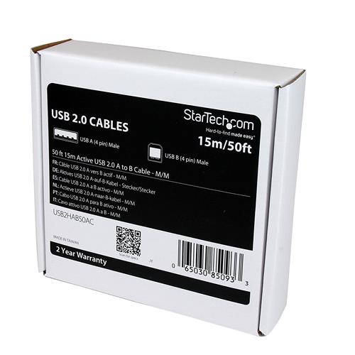 89751.jpg USB2HAB50AC CABLE STARTECH 15MTS 15M USB B MACHO A USB A MACHO ACTIVO AMPLIFICAD - Imagen 1