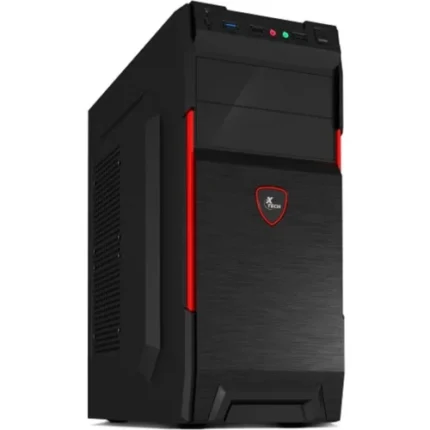 GABINETE XTECH MID TOWER ATX 600W NEGRO Y ROJO USB AUDIO